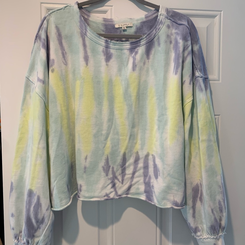 Z Supply Pastel Tie-Dye Sweatshirt - Blue Purple Yellow